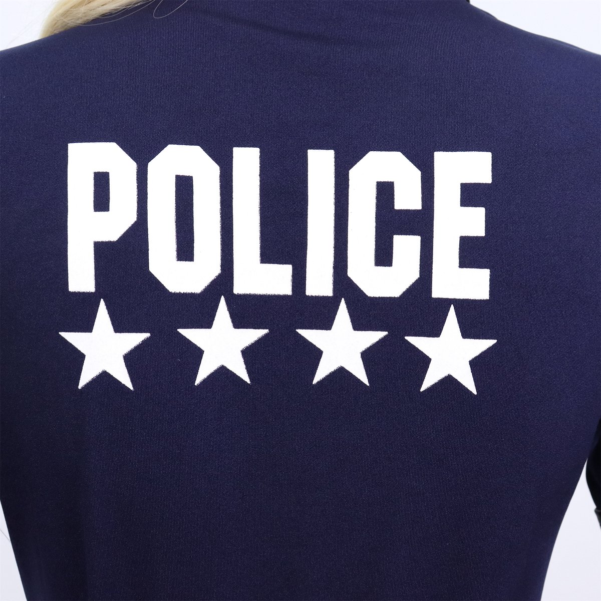 Joya Party® Verkleedpak Sexy Politie Agente Dames | Navy Blauwe stretch jumpsuit met leren details | Politiepet + Riem + Tasje + Handboeien | Verkleedkleding Volwassenen Halloween en Carnaval Vrouw | — afbeelding 2