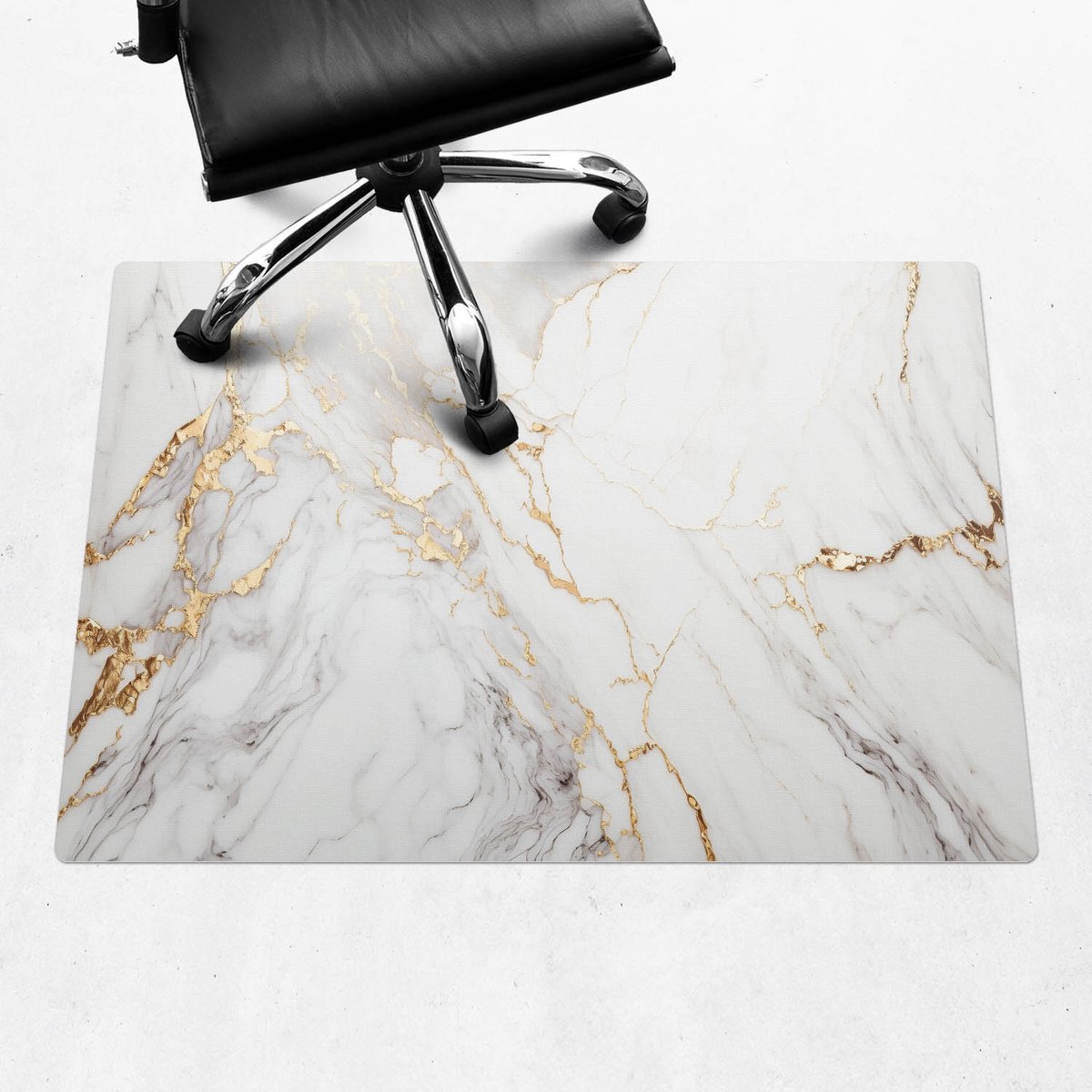 Wallfluent - Vloerbeschermer Marmeren Aderen - 100x70 cm - Wit Bureaustoel Vloerbeschermer - Rechthoekig - Vloerbeschermer Harde Vloer-Computer Stoel Mat-Werkplekdecoraties - Organisch marmerpatroon