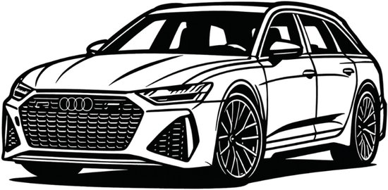 BR2Laser Audi RS6 – Décoration murale – Bois découpé au laser – Décoration automobile – Largeur 55 cm