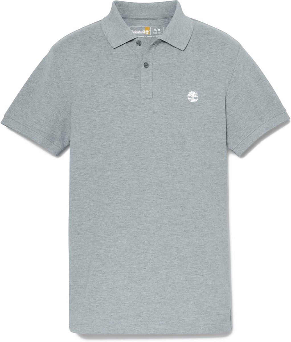 Timberland Heren Polo Slim Fit – Grijs – Katoen – Korte Mouw – Maat M