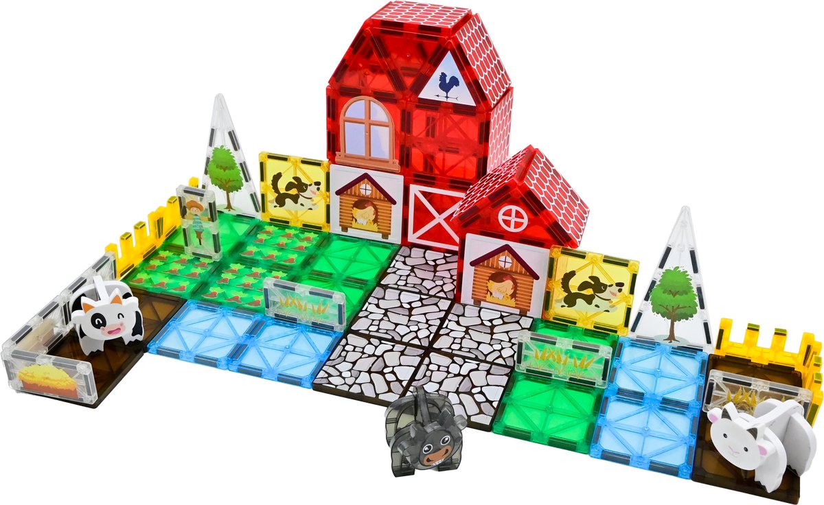 Magna Minds - Magnetic Tiles - Magnetisch Speelgoed - Boerderij - Constructie speelgoed - Magnetische tegels - Montessori speelgoed - Magnetic toys - Magnetische bouwstenen - Speelgoed Kinderen — afbeelding 4