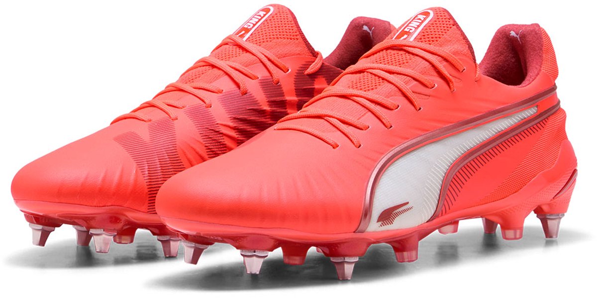 Puma King Ultimate Mxsg voetbalschoenen in oranje, EU 40, met K-BETTER™ bovenwerk en GRIPCONTROL 3D-structuur.