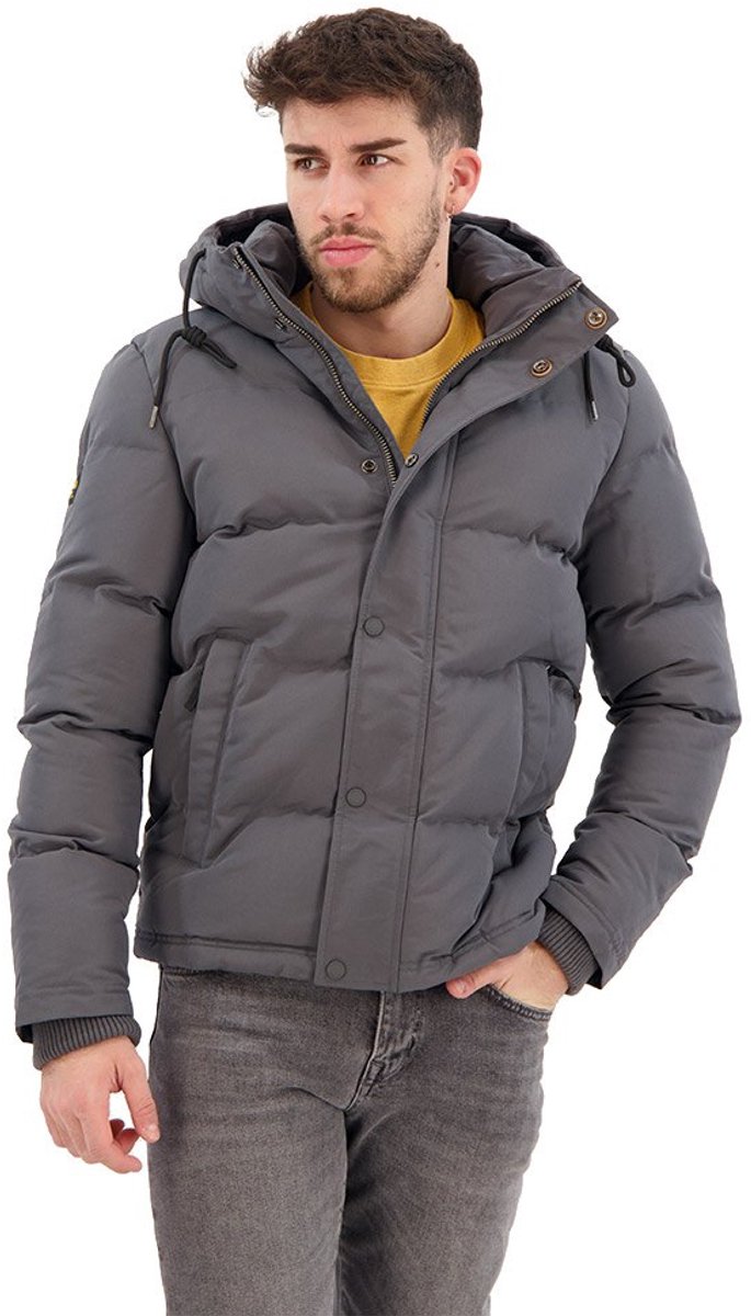 Superdry Everest Korte Gewatteerde Jas Met Capuchon Heren Gewatteerde jassen Zwart