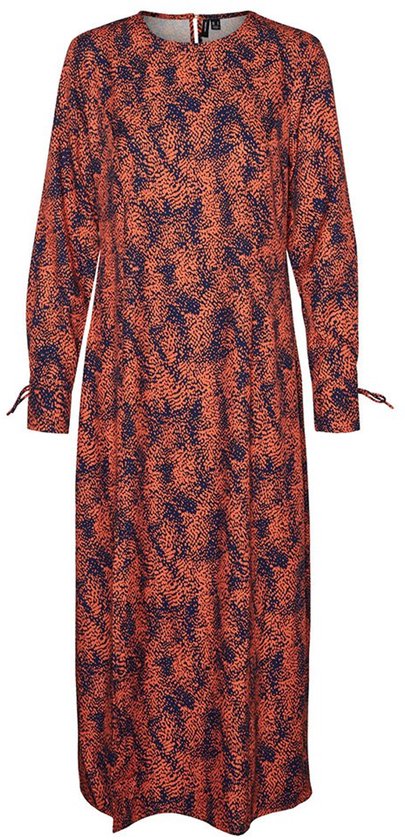 Vero Moda Sia Midi-jurk Met Lange Mouwen Oranje S Vrouw