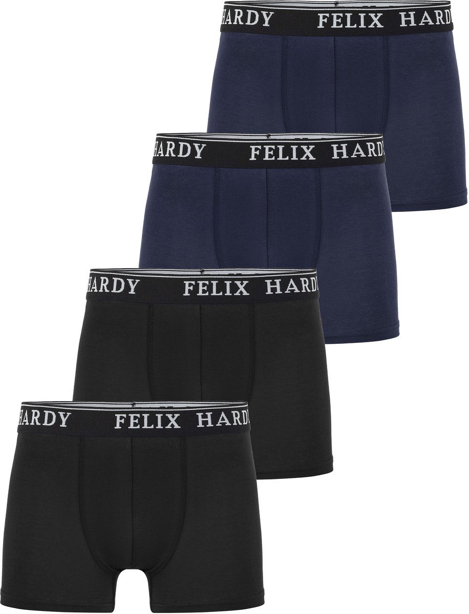 Felix Hardy Boxer - Boxershort Multipack 4 Pack - Onderbroek Mannen - Ondergoed - 97% Katoen Heren Zwart - Navy - L