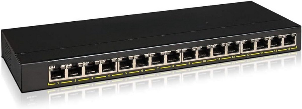 Image of 16-Poorts Gigabit Ethernet Unmanaged PoE+ Switch - 16 X PoE+ @ 183 W - Bureau- Of Wandmontage