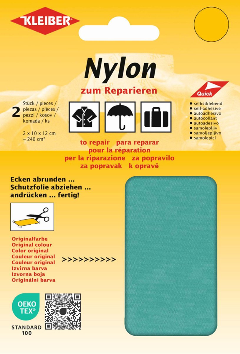 Zelfklevende nylon-reparatiestukken, turkoois
