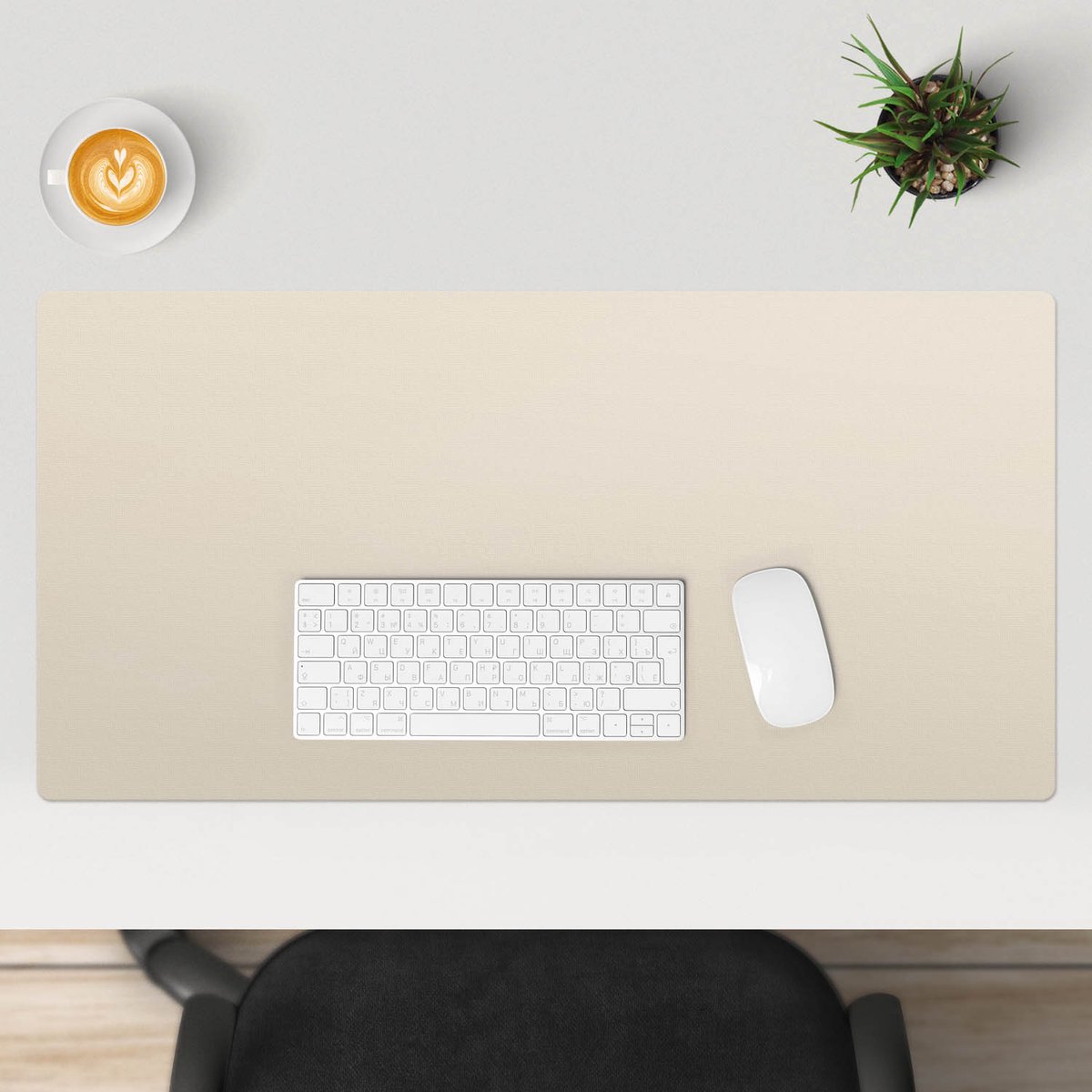 Wallfluent - Romige vanille Bureau Onderlegger - 90x45 cm - Beige Computer Mat - Pastel- en aardse kleuren Bureau Pad - Bureau Onderlegger Groot - Slaapkamer Decoraties - Bureauonderlegger Groot