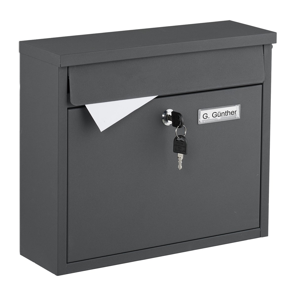 Wandbrievenbus met slot - 31 x 36 x 12 cm - metaal - antraciet