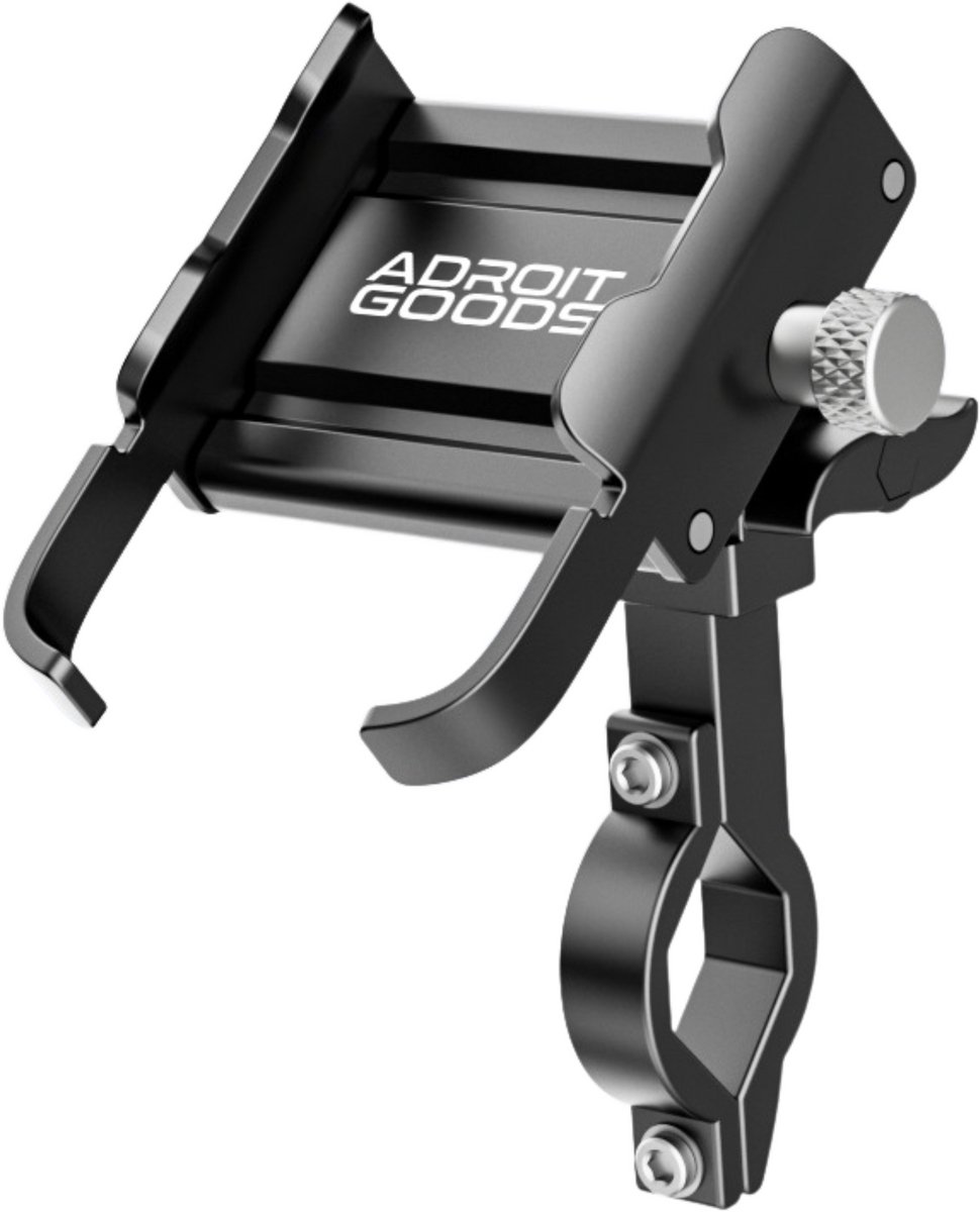 AdroitGoods Telefoonhouder Fiets & Motor – Aluminium – 360° Rotatie – Schokbestendig – Universeel – Zwart
