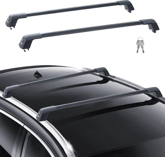 Barres de toit universelles VEVOR 116,8-122,8 cm, capacité de charge de 100 kg pour véhicule, 2 pièces, sans bruit et sans vibrations, pieds de montage en nylon protègent le véhicule des rayures et assurent la Sécurité