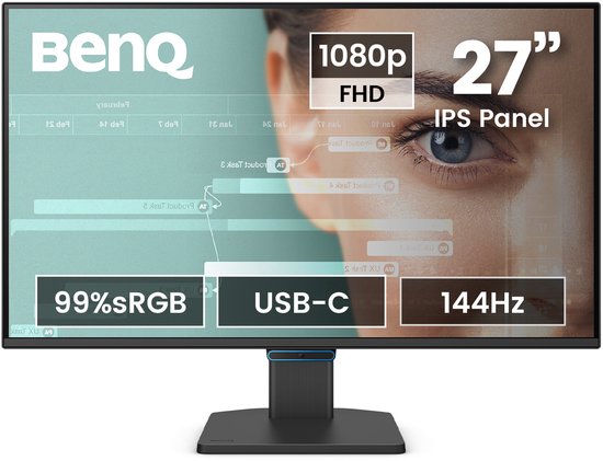 BenQ Full HD 27 inch Monitor GW2790C - 144Hz - IPS Eyecare Beeldscherm - 1920x1080p - 99% sRGB - Native Contrast 1500:1 - 1 x USB-C - 1x HDMDI - 1 x DP port - 2 x 2W Speakers