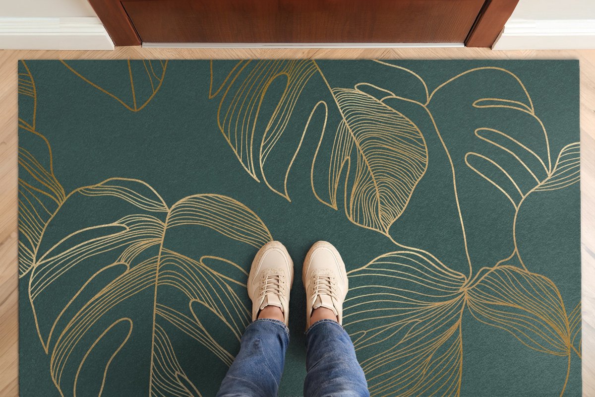 Coloray Deurmat voor binnen - Groente Design Deurmat - Monstera Bladeren Deur Etree - Wasbare Deurmat - Deurmat Groot - 150x100 cm Groente - Monstera Bladeren