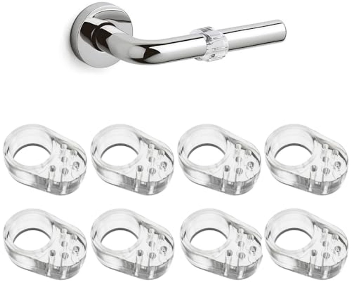 Set van 8 Transparante Deurgreep Beschermers - O-vormige PVC Deurstoppers, Wandbescherming en Geluidsdemping