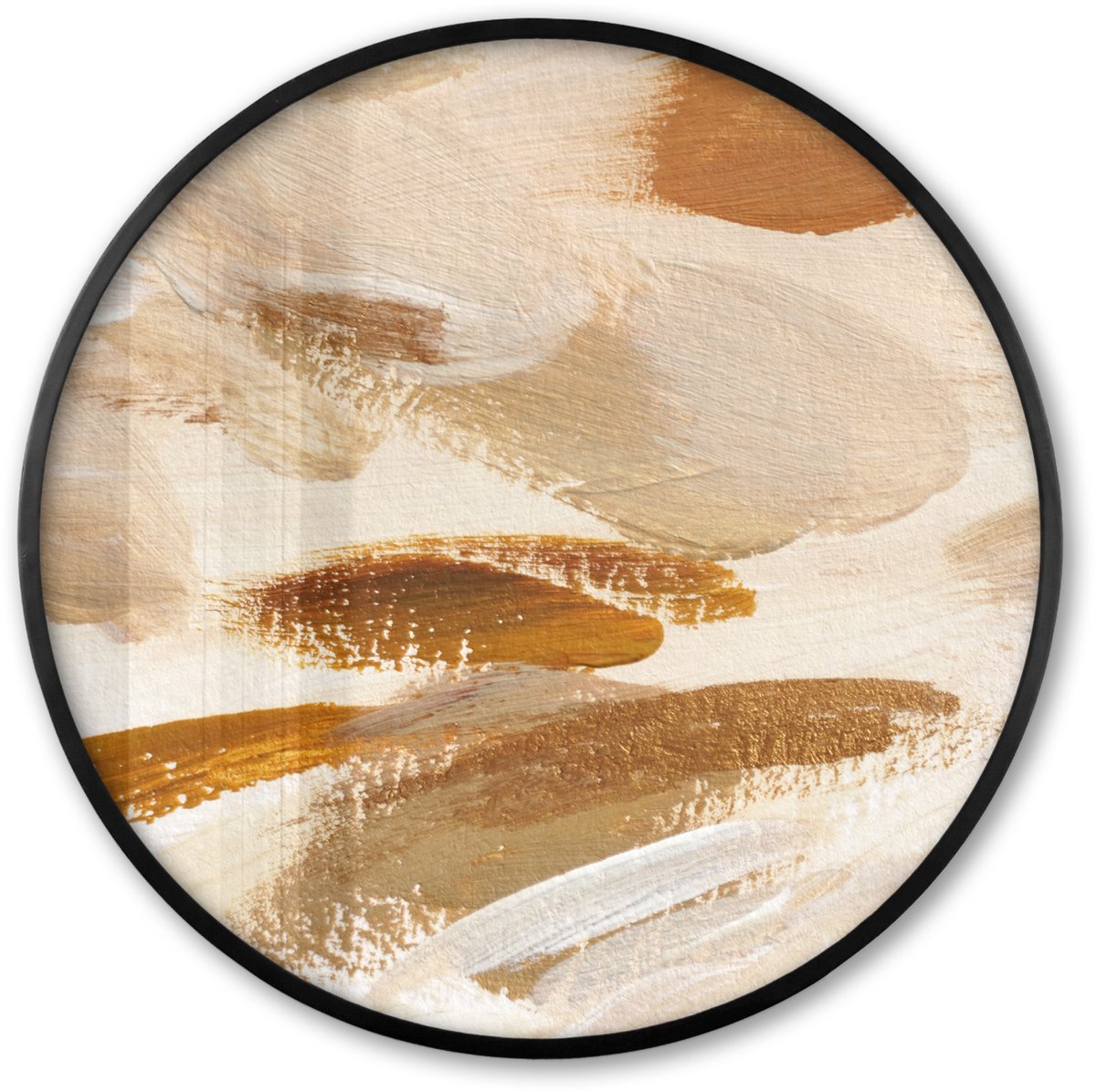 FrameYourWall Poster in lijst Rond - Fotolijst 80x80 cm - Posters - Verf - Schilderen - Bruin - Ronde posterlijst zwart - Decoratie - Wanddecoratie woonkamer - Muurdecoratie slaapkamer Multicolor