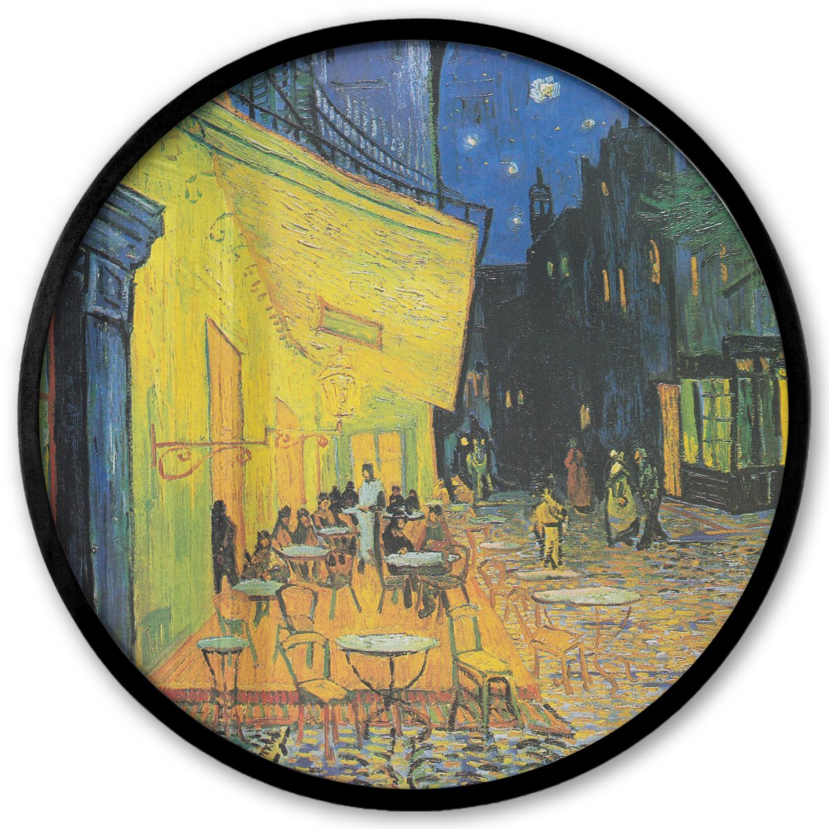 FrameYourWall Poster in lijst Rond - Fotolijst 40x40 cm - Posters - Caféterras bij nacht - Vincent van Gogh - Ronde posterlijst zwart - Decoratie - Wanddecoratie woonkamer - Muurdecoratie slaapkamer