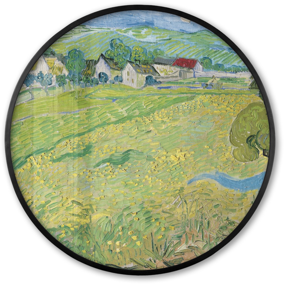 FrameYourWall Poster in lijst Rond - Fotolijst 80x80 cm - Posters - Les Vessenots in Auvers - Vincent van Gogh - Ronde posterlijst zwart - Decoratie - Wanddecoratie woonkamer - Muurdecoratie slaapkamer Multicolor