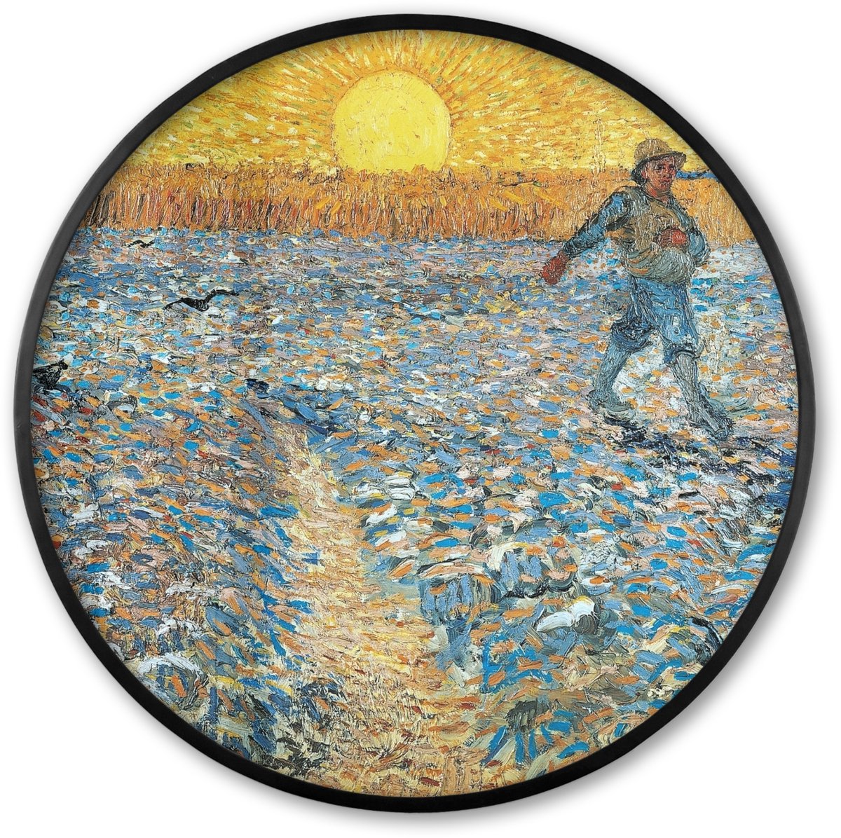 FrameYourWall Poster in lijst Rond - Fotolijst 80x80 cm - Posters - De zaaier - Vincent van Gogh - Ronde posterlijst zwart - Decoratie - Wanddecoratie woonkamer - Muurdecoratie slaapkamer
