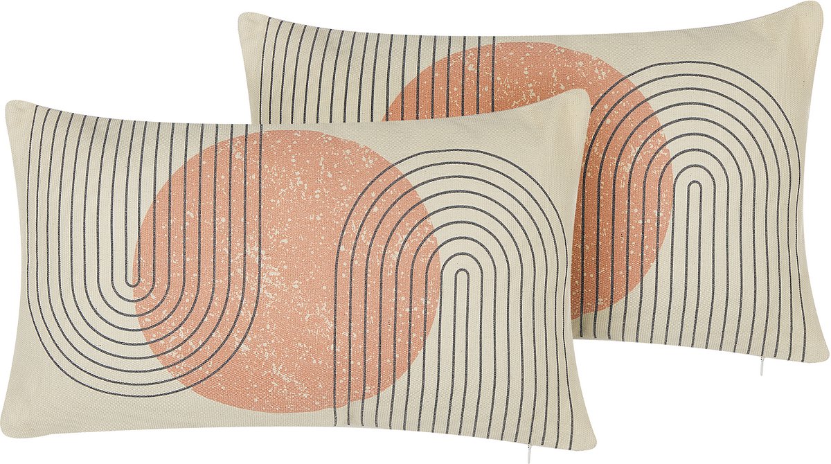 Beliani GERBERA - Sierkussen set van 2 - Beige - 30 x 50 cm - Polyester