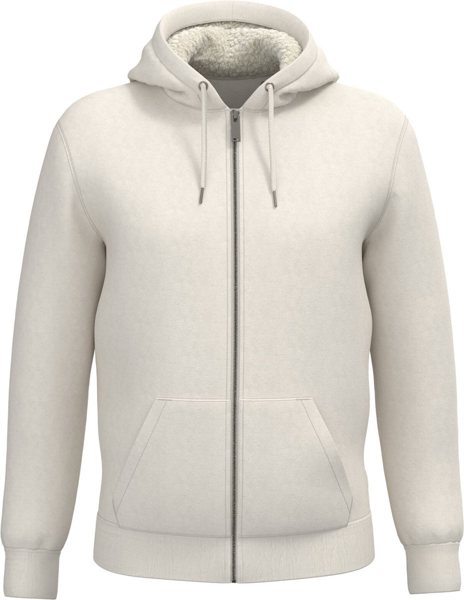 Native Spirit Ecologische uniseks sweater met rits en sherpavoering NS460 - Ivory - XS