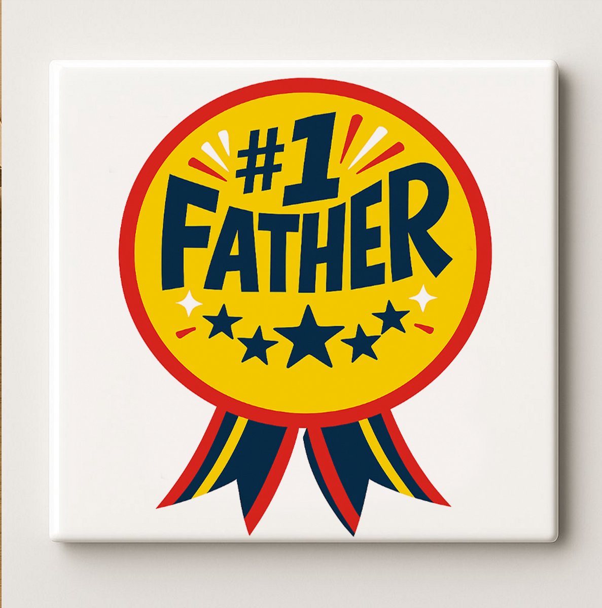 #1 Vader Keramische Tegel – 15x15cm Beste Papa Award Ontwerp, Perfect Vaderdag Cadeau & Wo