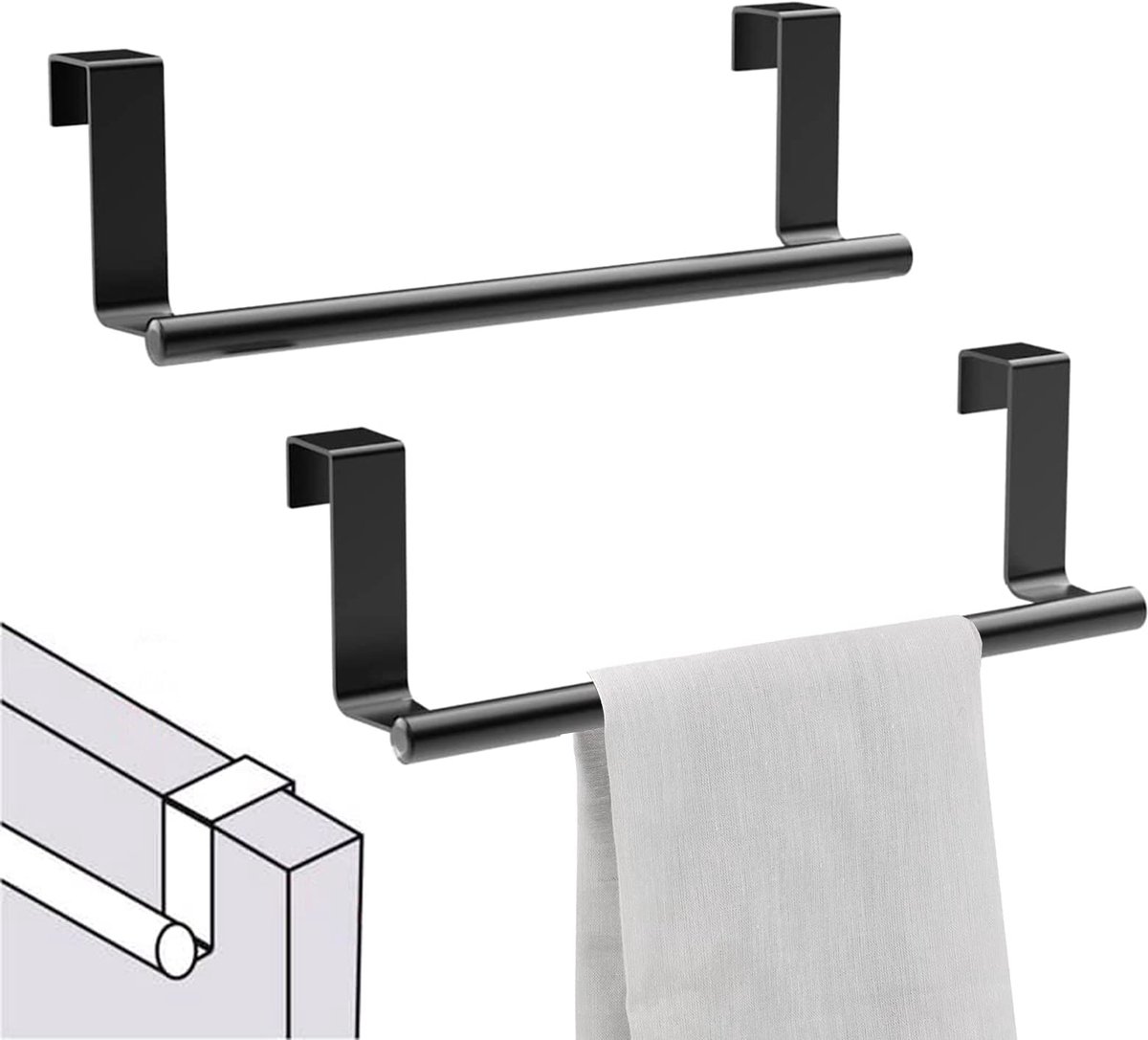 Azomor® Roestvrijstalen handdoekhouder voor keuken en badkamer zonder boren