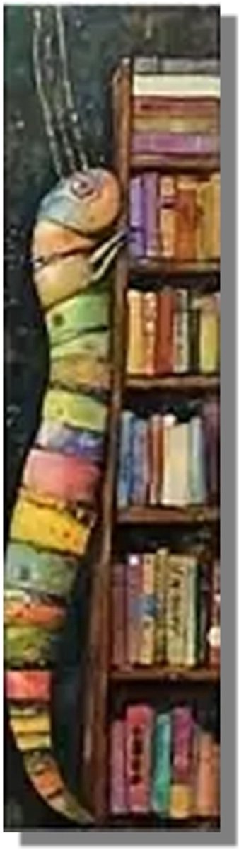 Boekenlegger Boekenwurm – Bladwijzer - Dubbelzijdig – 15 × 4 cm – Stevig karton