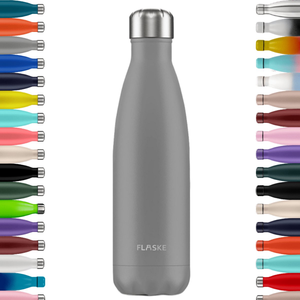 FLASKE Original 500ML - Stone - RVS Drinkfles van 500ML - Geschikt als waterfles, thermosfles en thermoskan