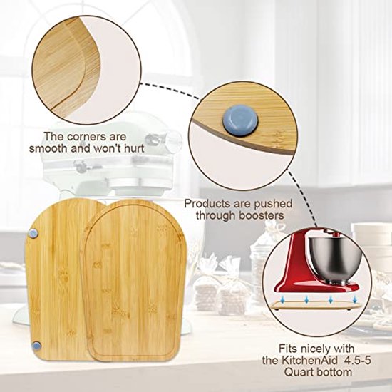 Bamboe Glijplank voor Keukenmachines 4.5-5 Qt - Verschuifbare Onderlegger voor Mixers van Merkloos — afbeelding 5