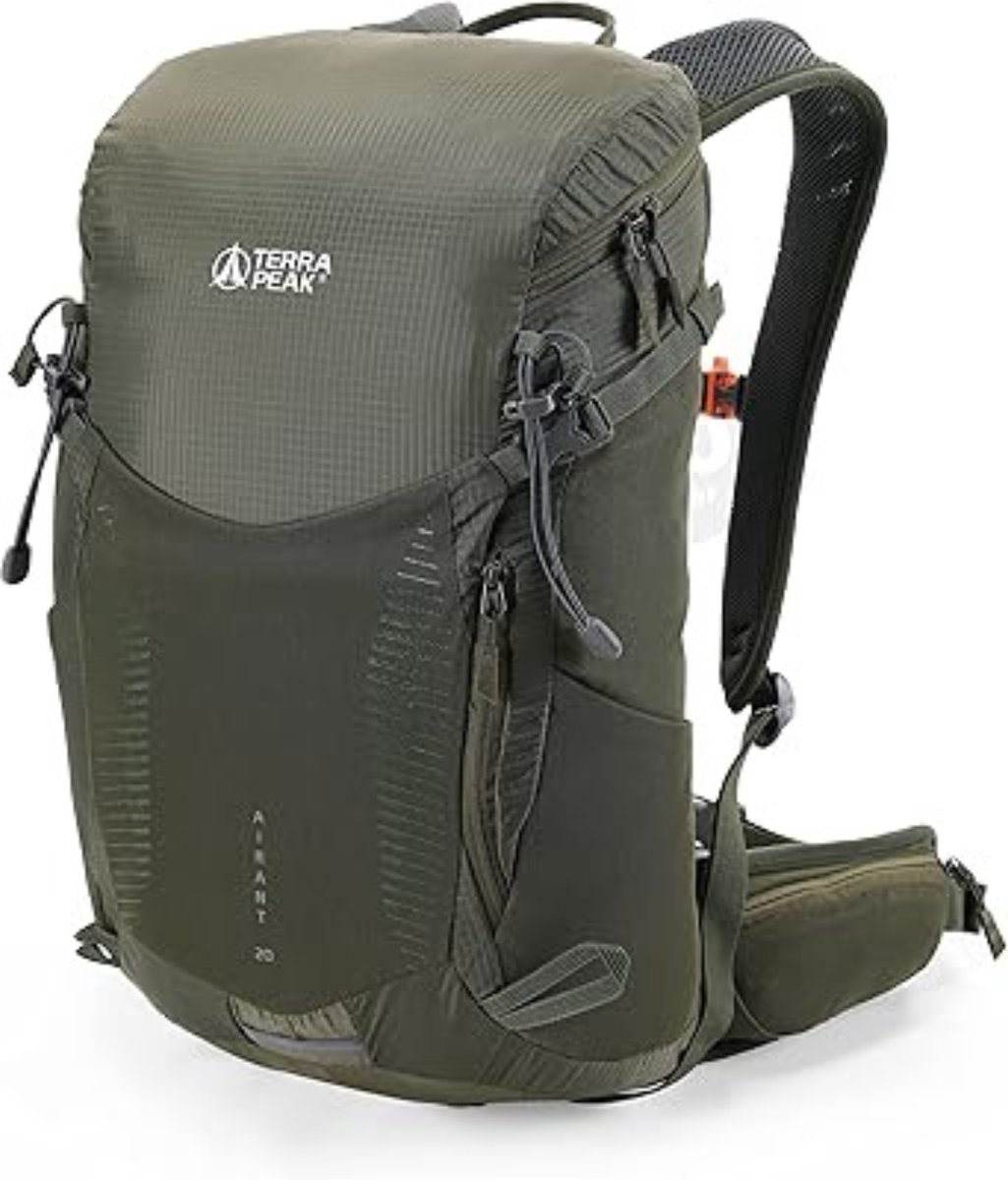 Terra Peak wandelrugzak met netrug, Airant, rugzak met geventileerde rug 20 l 30 l 40 l met drinksysteemhouder en regenhoes, trekkingrugzak voor dagtochten met heupriem, outdoor dagrugzak