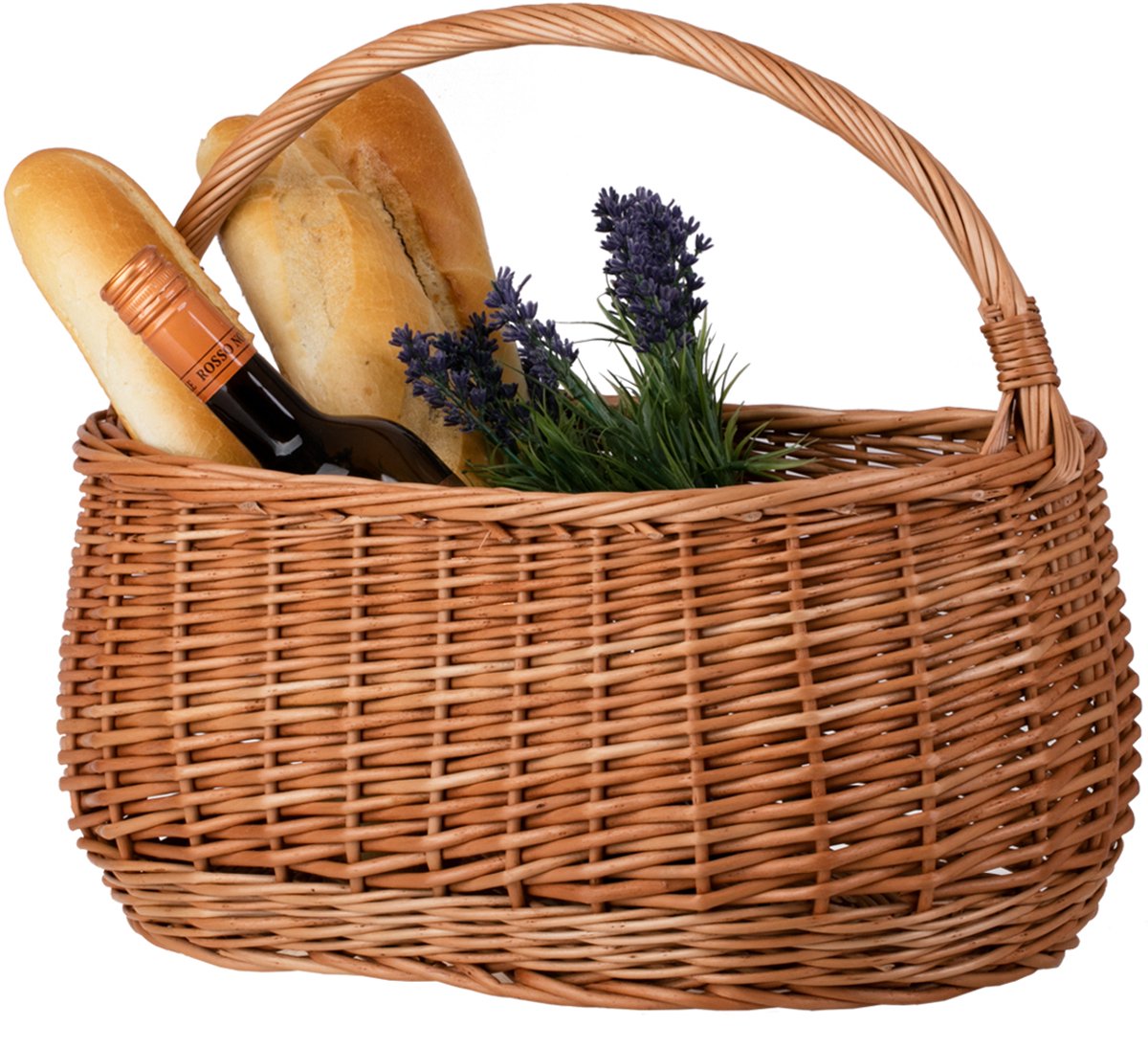 The Wicker Stories - Handgemaakte Rieten Winkelmand met Handvat – Natuurlijke Boodschappenmand voor Markt en Picknick