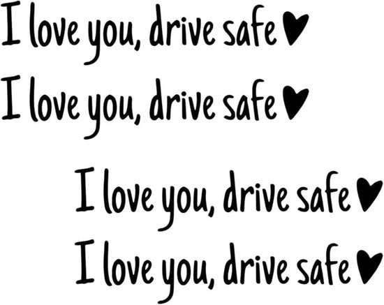 4-pack "I Love You Drive Safe" spiegelstickers - Leuke autostickers voor vrouwen, autostickers voor vrouwen, achteruitkijkspiegelstickers, Valentijnsdagcadeaus voor haar en hem (zwart)