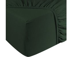 DoubleDry Jersey Stretch Hoeslaken - 100% Katoen - Tweepersoons 160x200 cm - 25cm Matrasdikte - Rondom Elastiek - Donker Groen