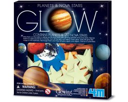 4M Glow In The Dark Stickers - Planeten En Supernova - 20 Sterren - Muurdecoratie Kids - 3 Jaar