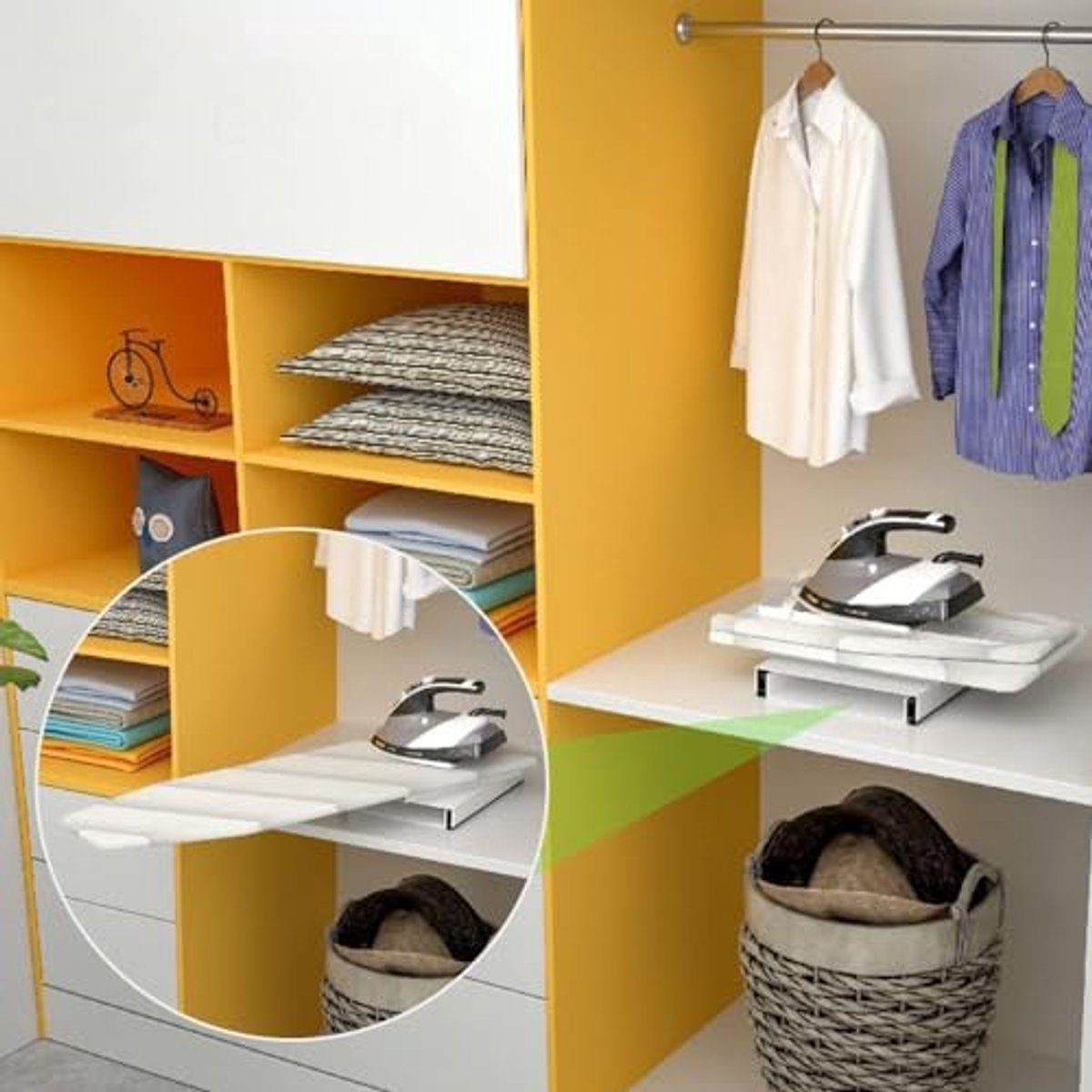 Inklapbare strijkplank voor schuiflade en garderobe - Opvouwbaar, draaibaar en ruimtebesparend