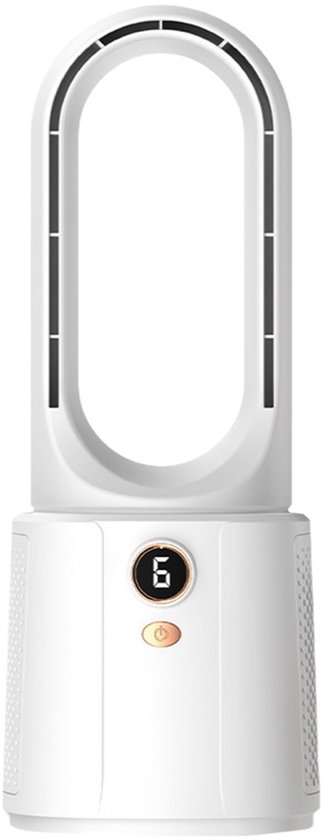 Bladloze bureauventilator wit met oplaadbare accu, stil, energiezuinig, compact voor kantoor en thuisgebruik