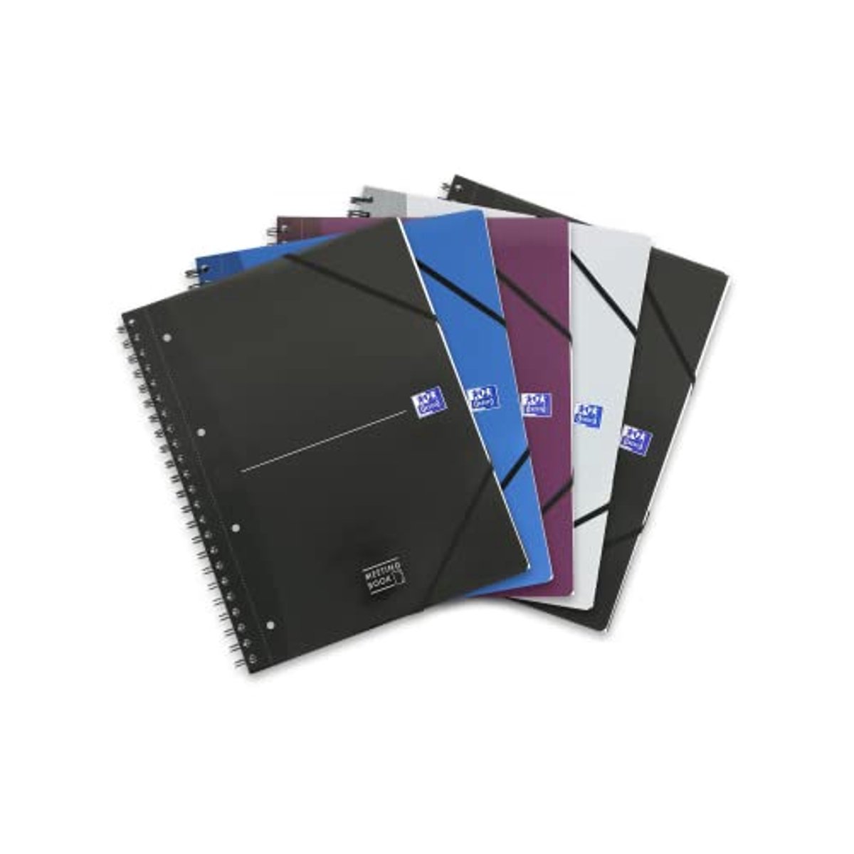 Meetingbook Essentials 5-Pack A4+ Notitieboek met Geruit Papier – 90 Bladen en 4-voudig Perforatie