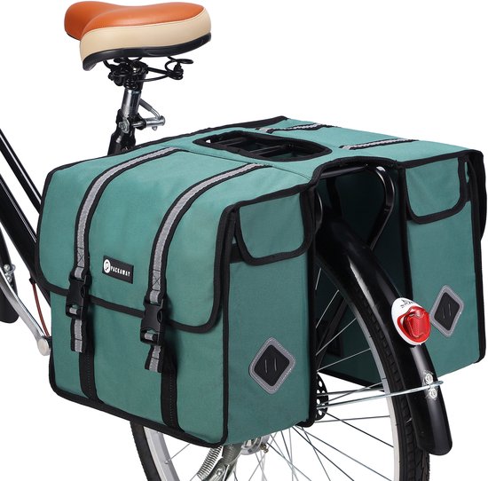 Packaway Dubbele Fietstas - Hoge Zichtbaarheid - Waterdicht - 36 Liter - Sterke Kwaliteit - Ook voor Elektrische Fiets - Groen — afbeelding 3