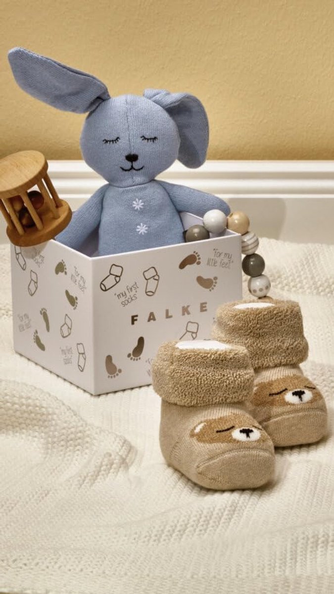 Unisex Baby Sokken met Berenmotief - Beige Sand Melange