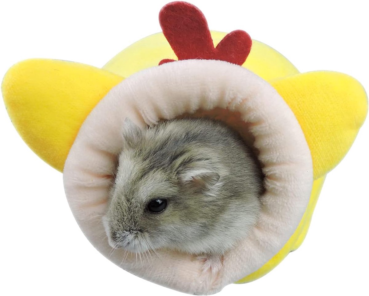 Daity Mini zacht en warm hamsterhuisje - schattig antislip slaapnest voor dwerghamsters - mini-egels en kleine huisdieren (geel)