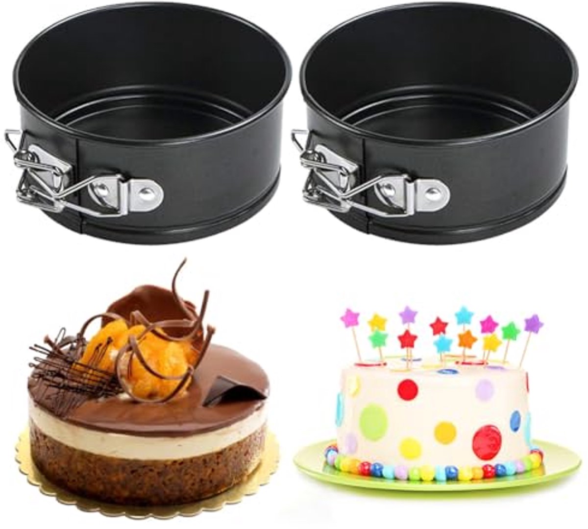 Set van 2 mini springvormen 12 cm - Antiaanbaklaag voor taart, cake en pizza