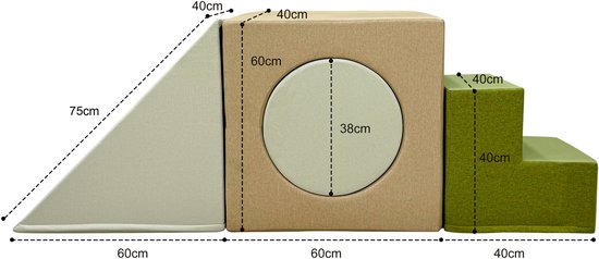 Sunny Sasa Foam Blokken - Zachte Klim- Stapel- en Speelblokken - Beige, Bruin en Groen - Softplay Foamblokken - Montessori Speelgoed - 4-delig - Vanaf 12 maanden - Veilig Binnen Spelen van Merkloos — afbeelding 5