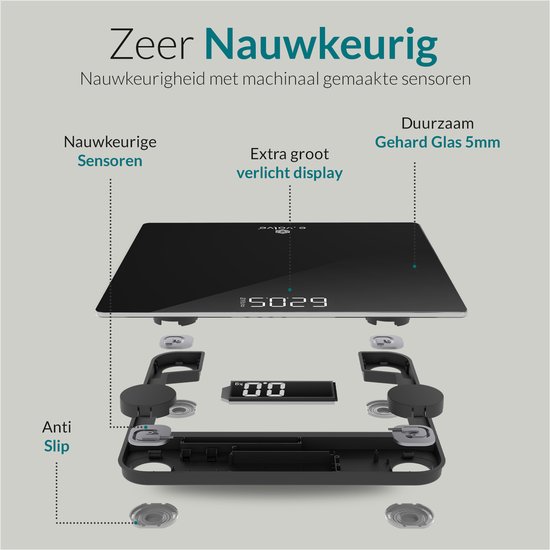 e.volve C3x Weegschaal Personenweegschaal Digitaal - Incl. Batterijen - Digitale Weegschaal