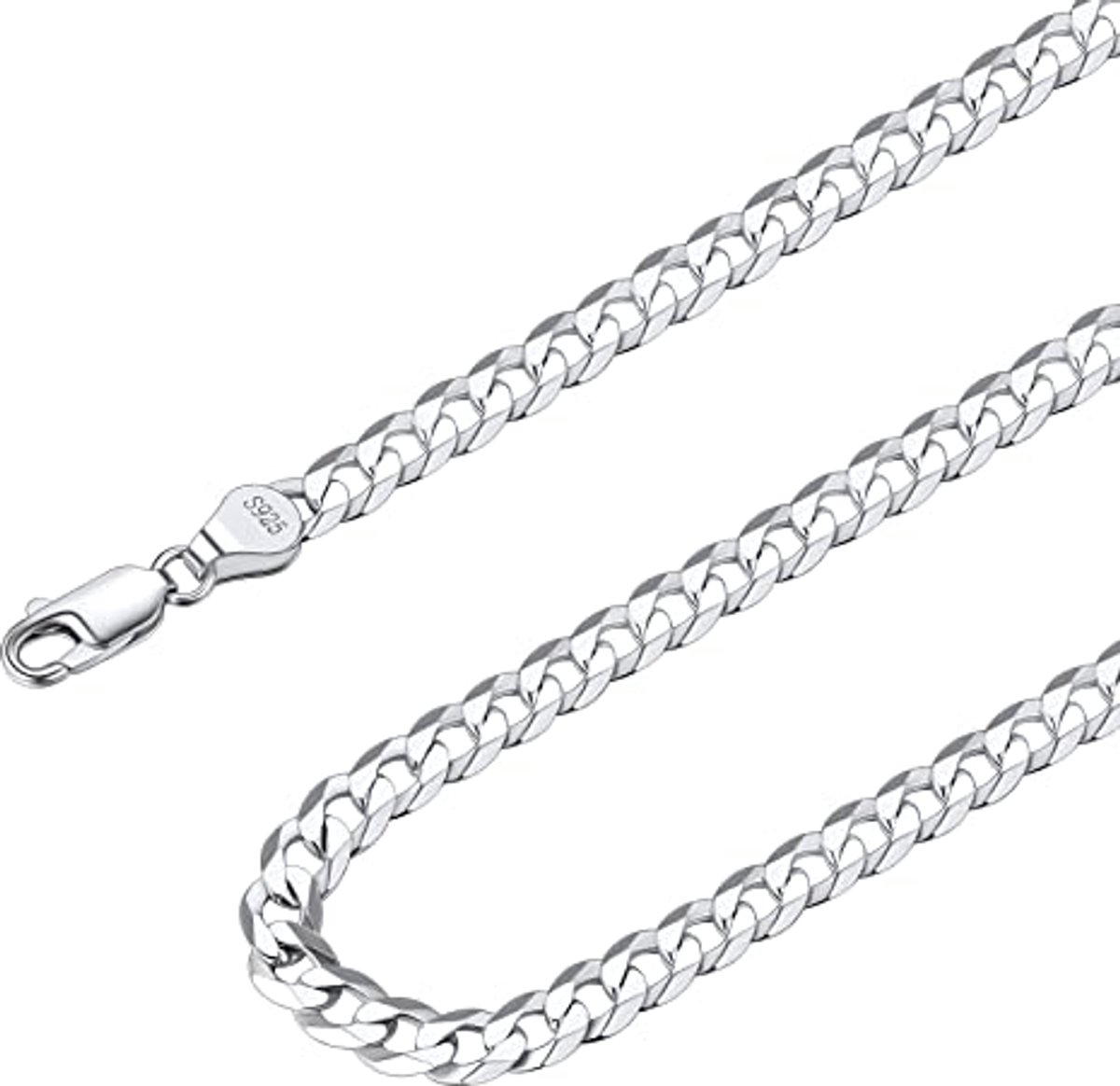 Cubaanse en Figaro halsketting van 925 sterling zilver voor dames en heren, 36-71 cm