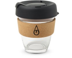 Motivai Koffiebeker To Go – 300ML (10oz) – Herbruikbare Isolerende Coffee Cup met Kurken Band – Lekvrij & BPA-vrij Glas – Duurzame Thermosbeker – Transparant