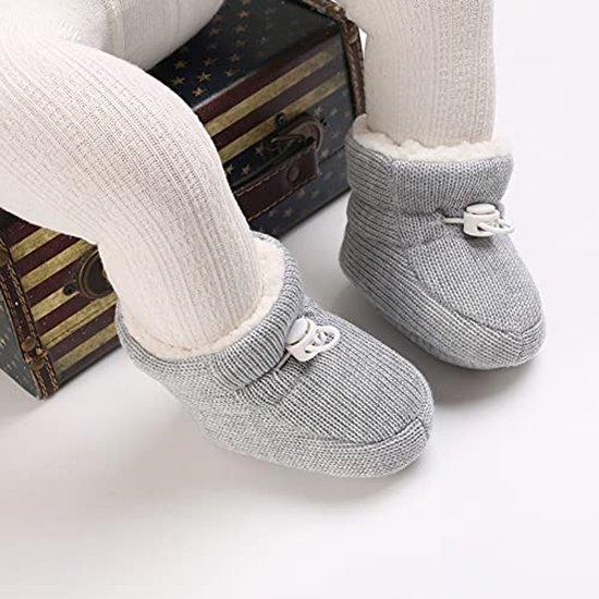 Warme fleece booties voor baby's, antislip winterschoenen voor 0-18 maanden, schattige verstelbare kruipschoenen van Merkloos — afbeelding 5