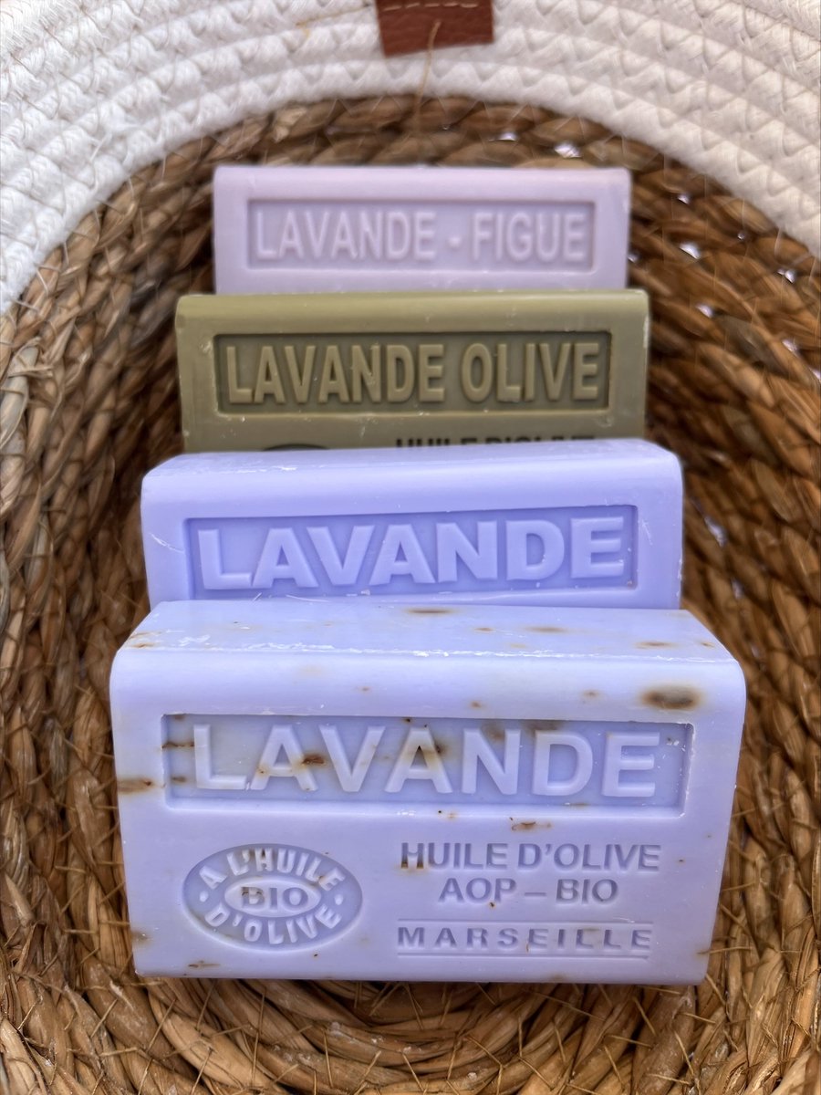 Set van 4 Lavendel zepen - Savon de Marseille - Biologische olijfolie zeep - 4 x 125 gram