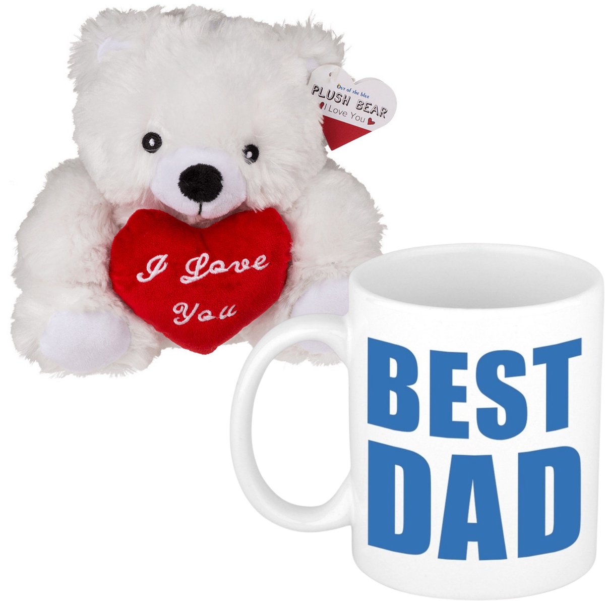 Vaderdagcadeau - knuffelbeer en koffiemok - cadeau - best dad - mokken