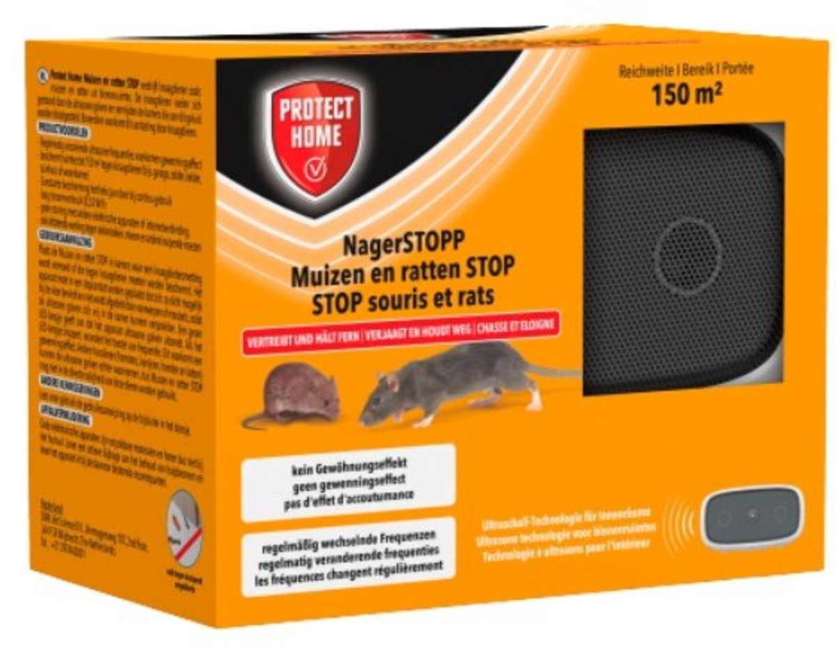 Protect Home Ultrasonic verjager Muis en Rat (150 m²) - Effectieve Rattenverjager - Met gratis cheatsheet