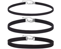 Pack of 3 Velvet Choker Necklaces for Women with Tattoo Chain Ribbon for Teens Velvet Black